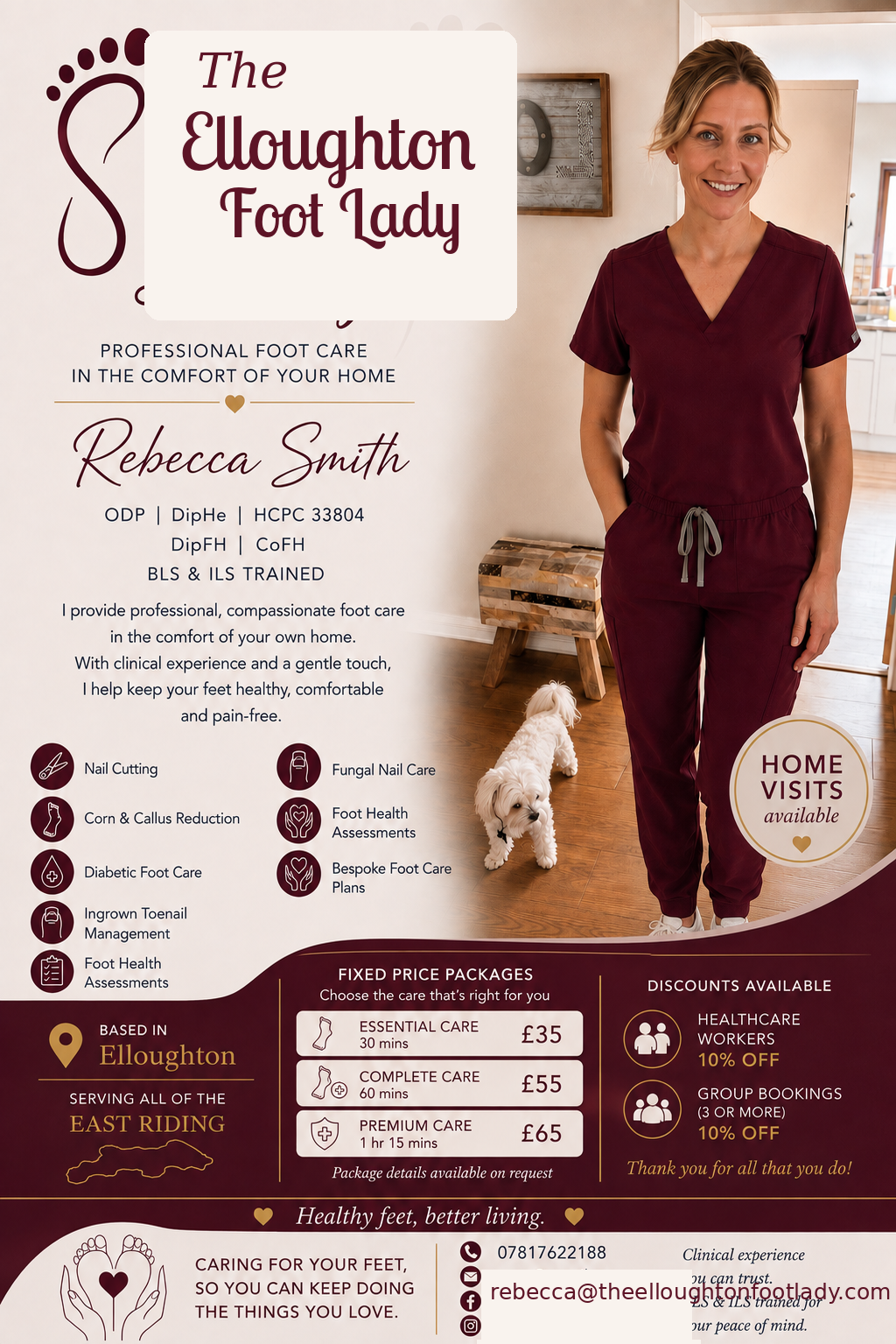 The Elloughton Foot Lady professional foot care flyer